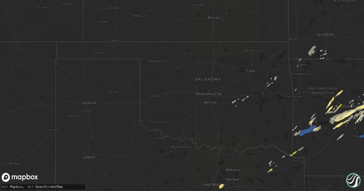 Hail map in Oklahoma on January 11, 2024