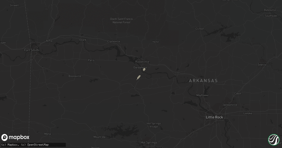 Hail map in Russellville, AR on January 11, 2024