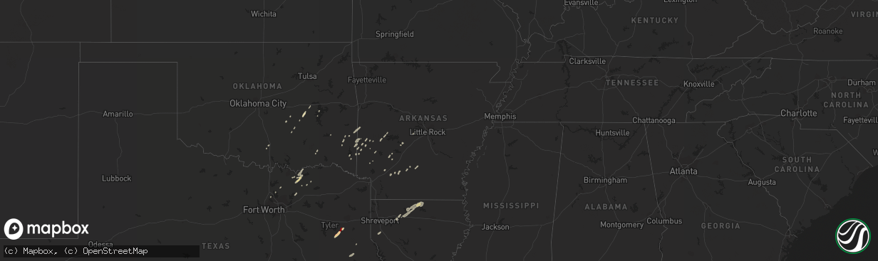 Hail map in Arkansas on January 12, 2013