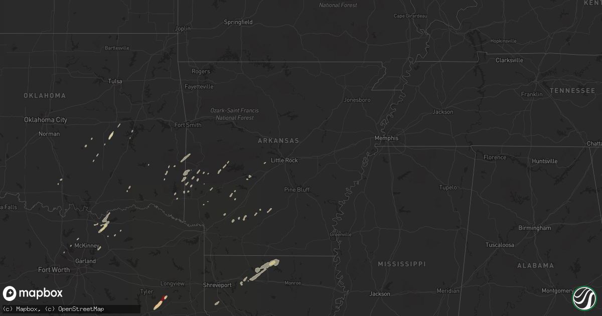 Hail map in Arkansas on January 12, 2013