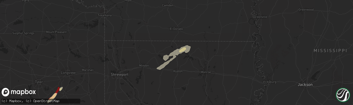 Hail map in Bernice, LA on January 12, 2013