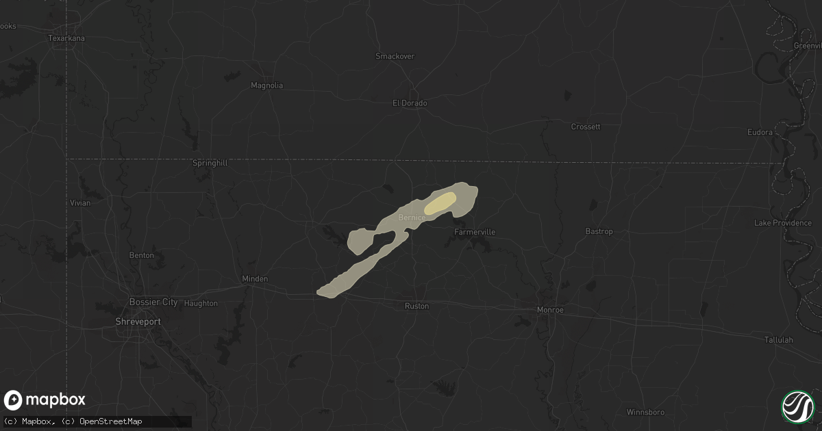Hail map in Bernice, LA on January 12, 2013