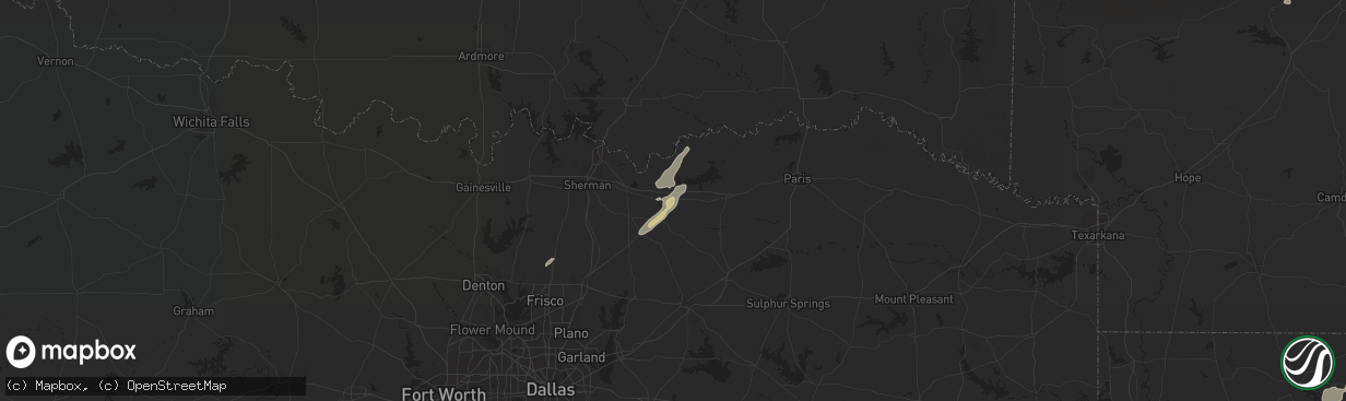 Hail map in Bonham, TX on January 12, 2013