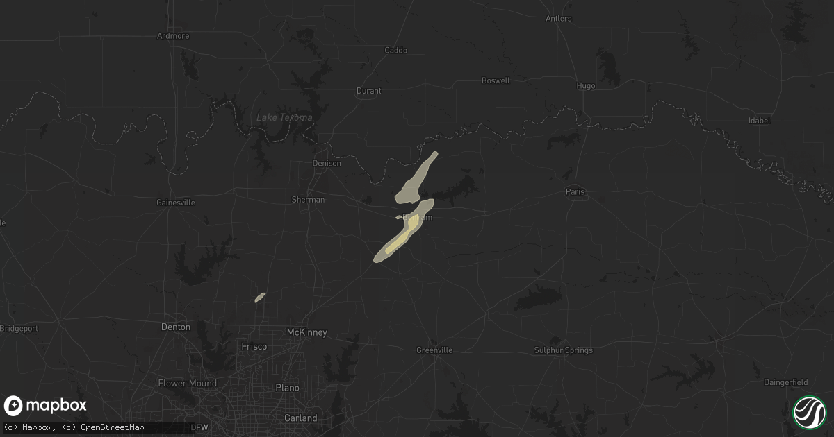 Hail map in Bonham, TX on January 12, 2013