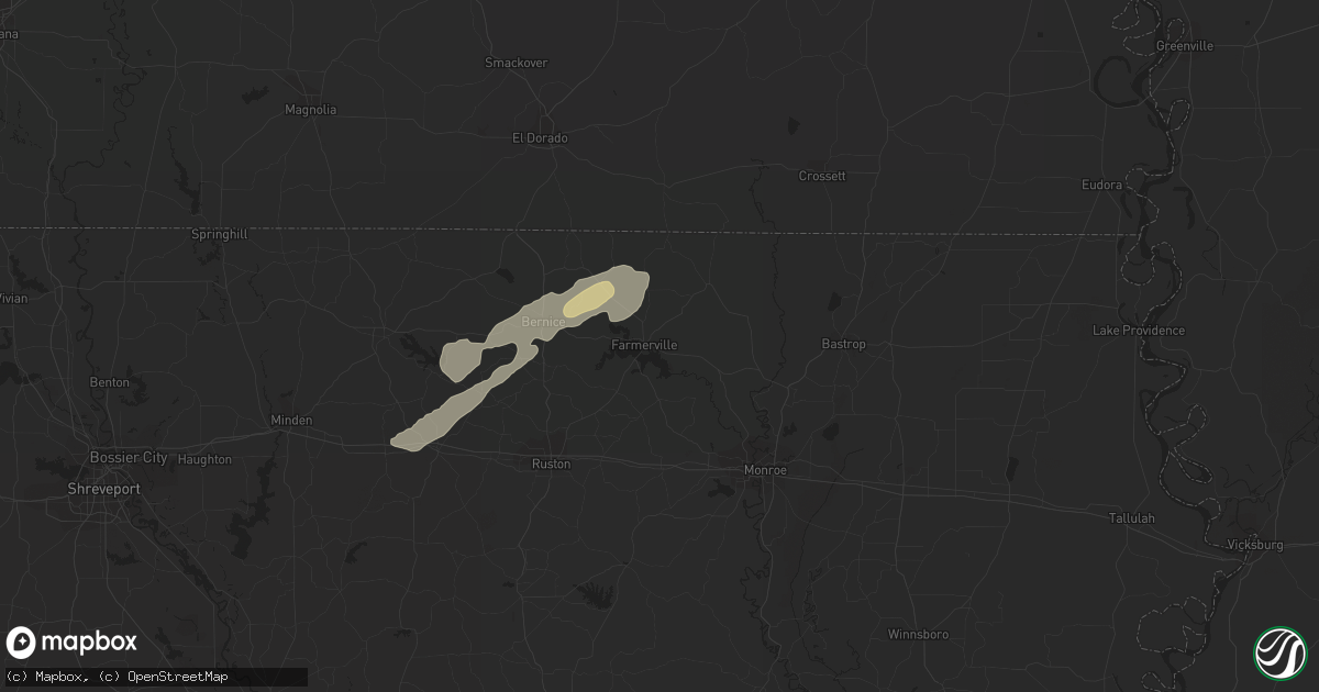 Hail map in Farmerville, LA on January 12, 2013
