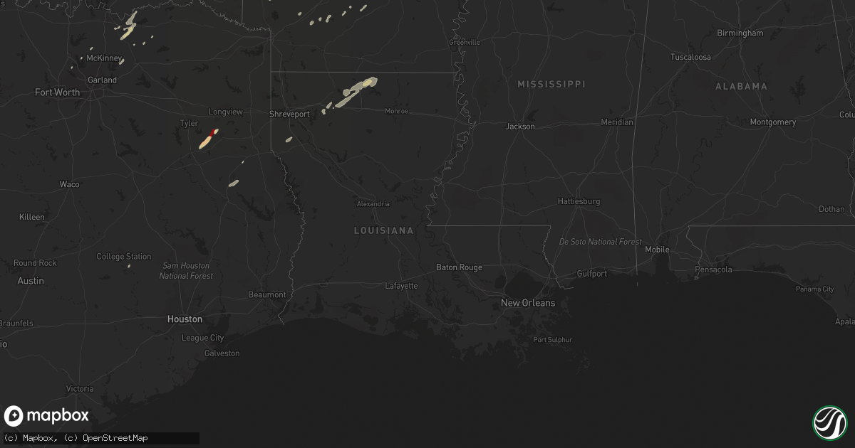 Hail map in Louisiana on January 12, 2013