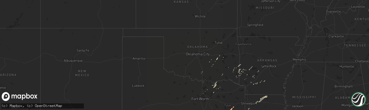 Hail map in Oklahoma on January 12, 2013