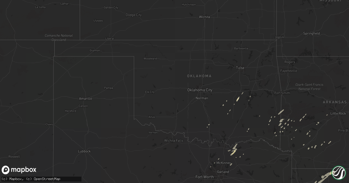 Hail map in Oklahoma on January 12, 2013