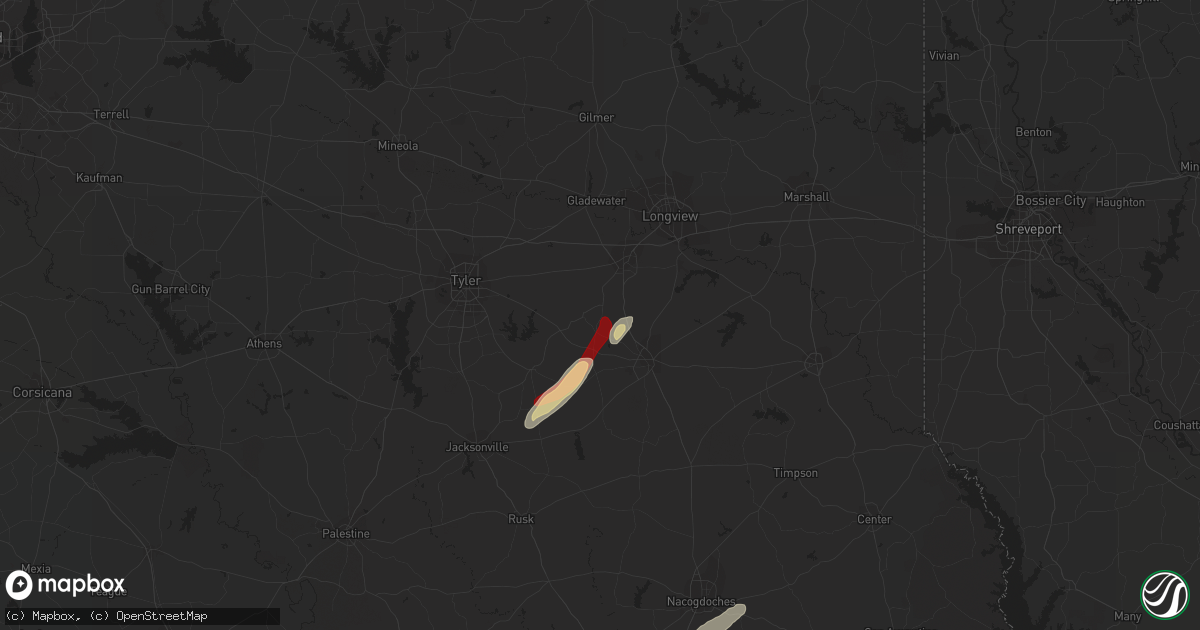 Hail map in Overton, TX on January 12, 2013