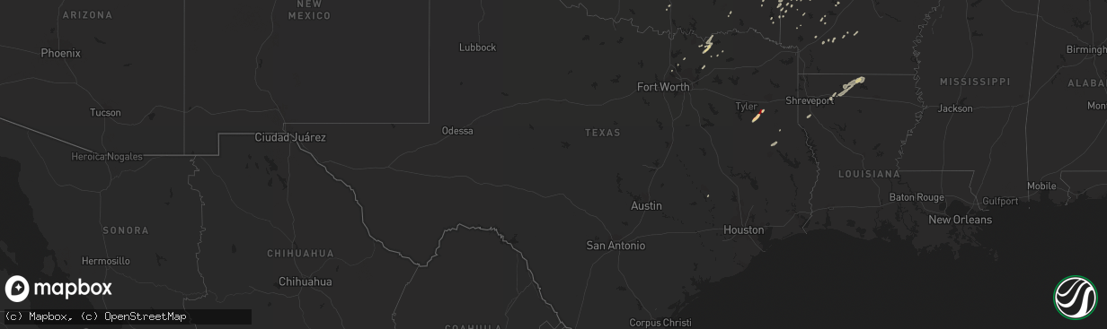 Hail map in Texas on January 12, 2013