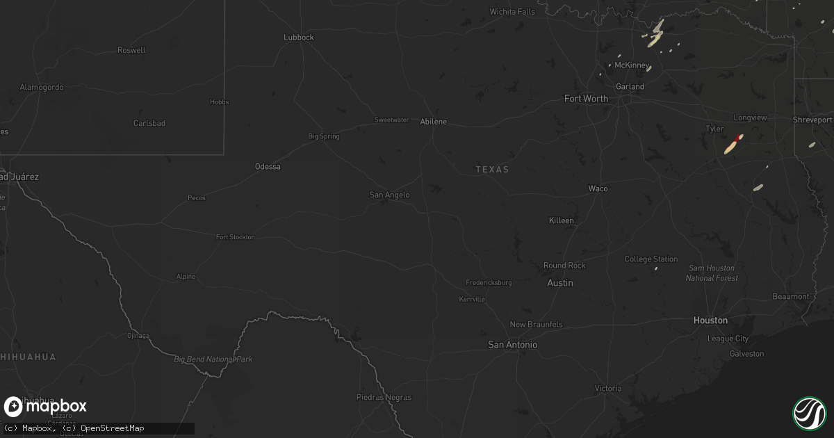 Hail map in Texas on January 12, 2013
