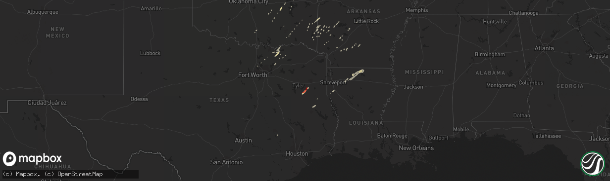 Hail map on January 12, 2013