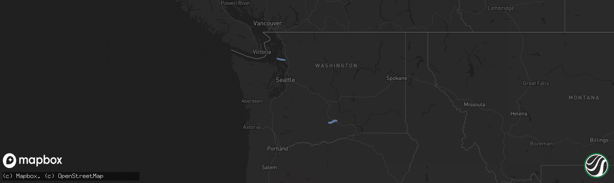 Hail map in Washington on January 12, 2021