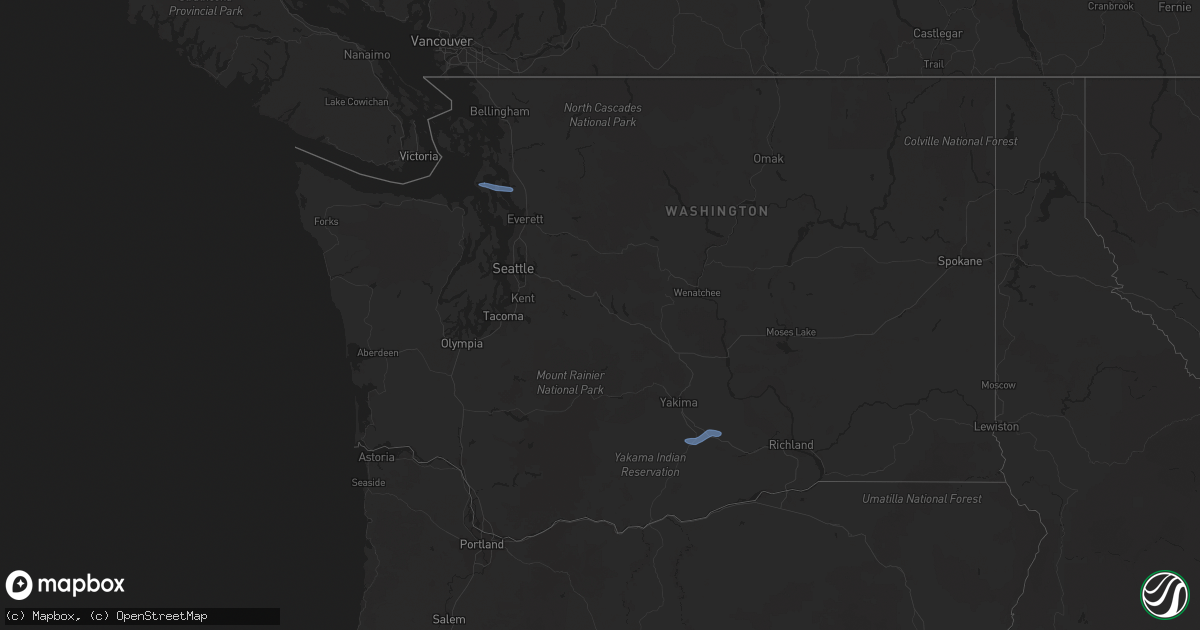 Hail map in Washington on January 12, 2021
