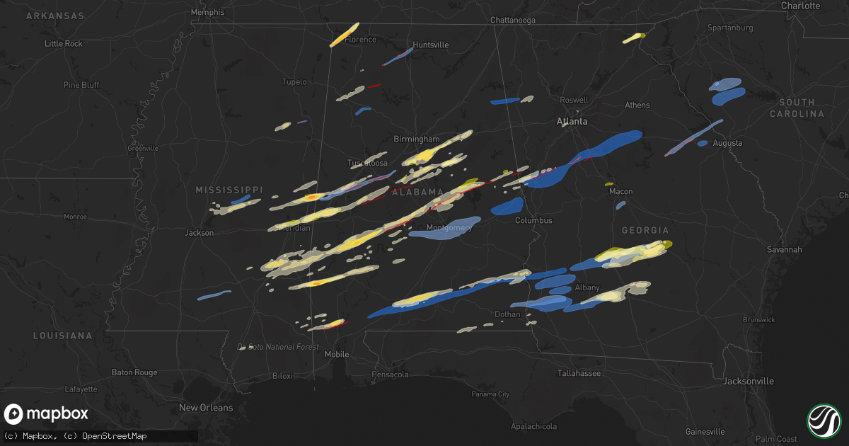 Hail map in Alabama on January 12, 2023