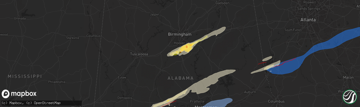Hail map in Alabaster, AL on January 12, 2023