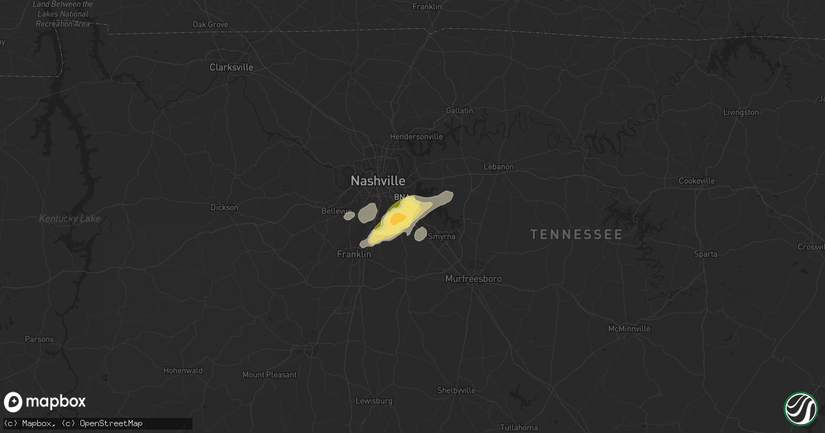 Hail map in Antioch, TN on January 12, 2023