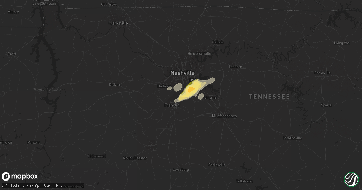 Hail map in Brentwood, TN on January 12, 2023