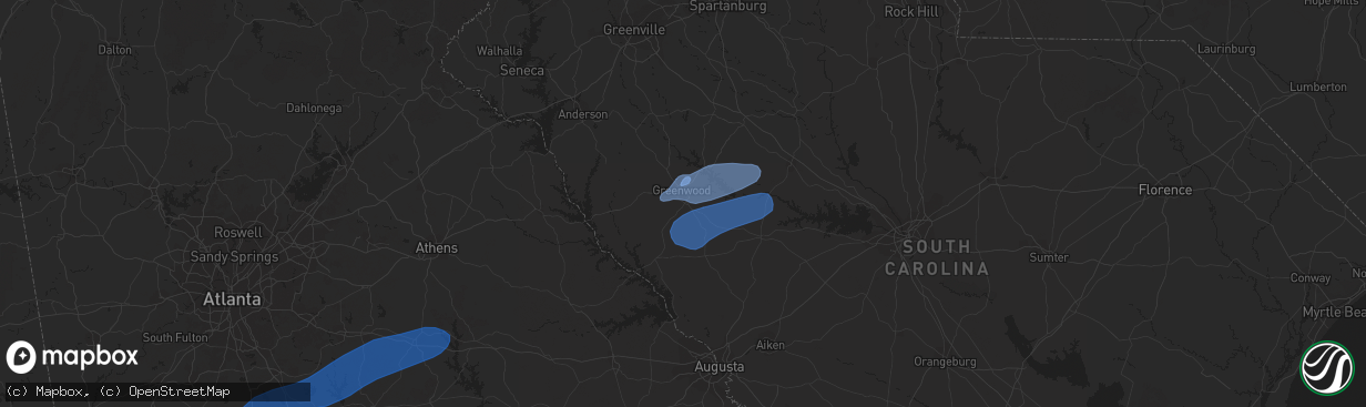 Hail map in Greenwood, SC on January 12, 2023