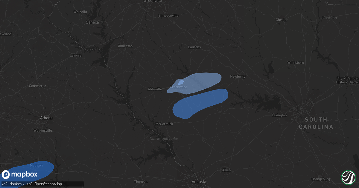 Hail map in Greenwood, SC on January 12, 2023