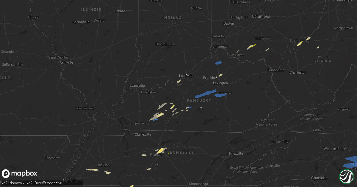 Hail map in Kentucky on January 12, 2023