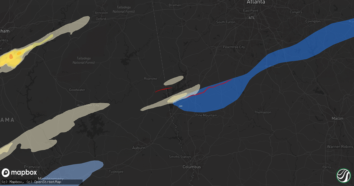 Hail map in Lagrange, GA on January 12, 2023