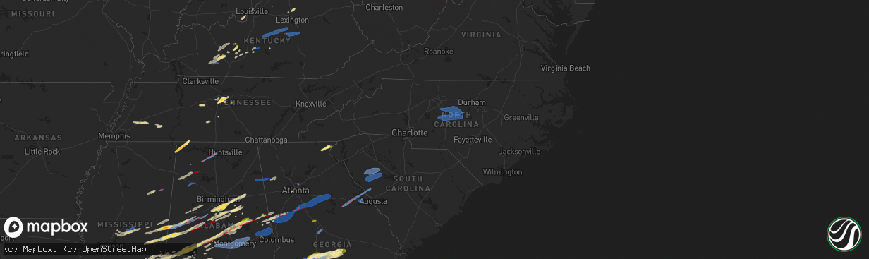 Hail map in North Carolina on January 12, 2023