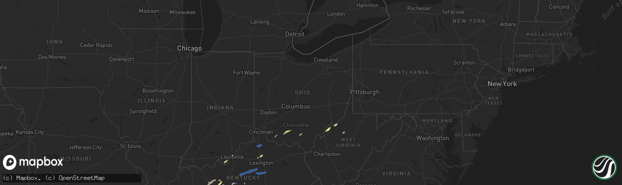 Hail map in Ohio on January 12, 2023