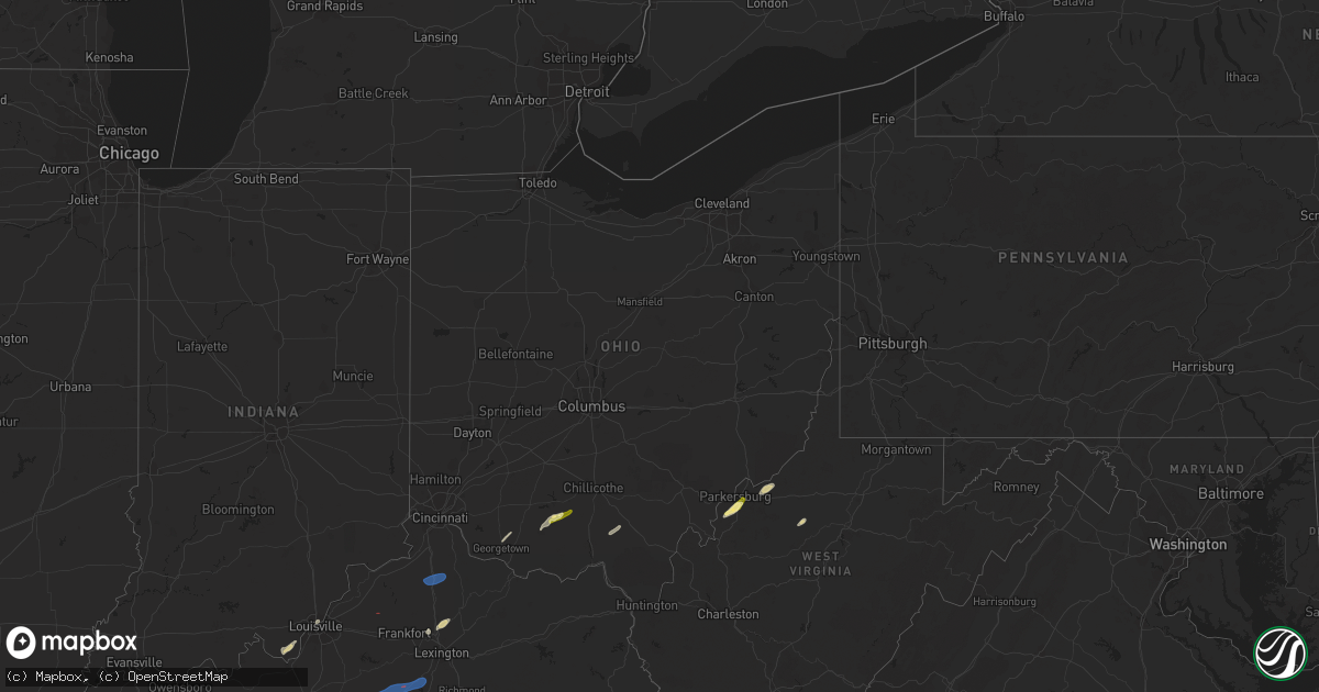 Hail map in Ohio on January 12, 2023