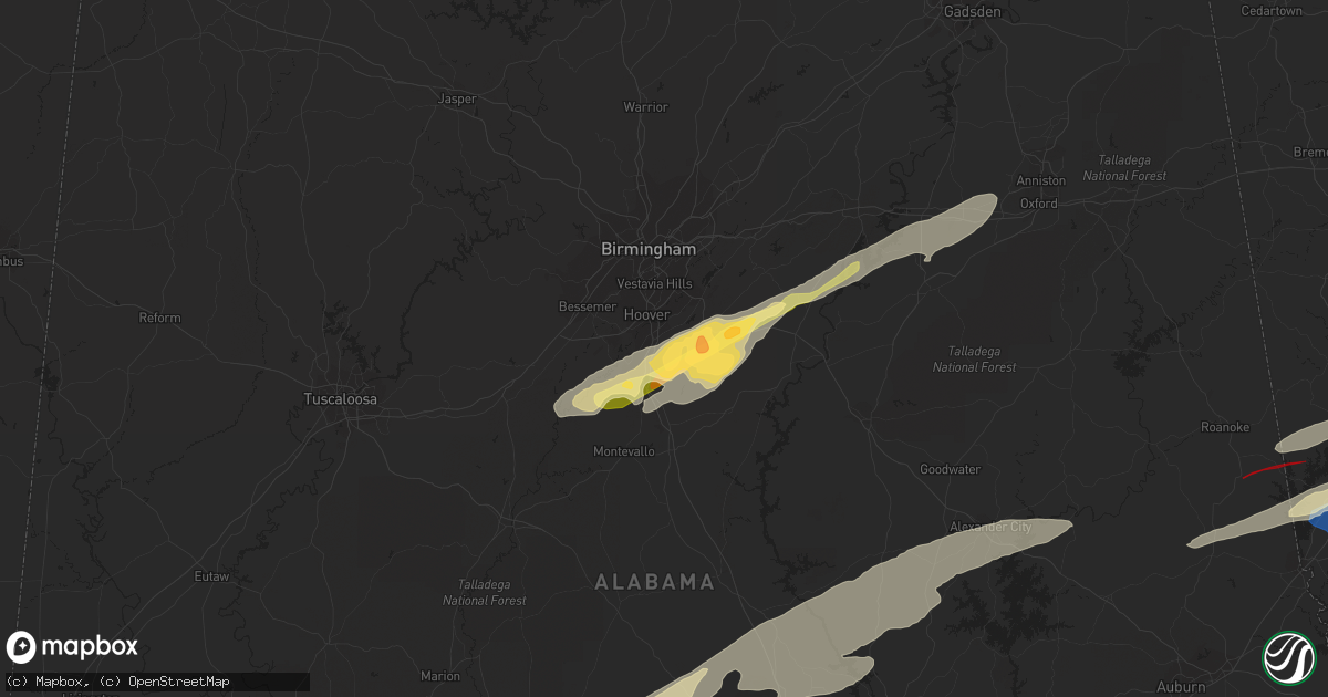Hail map in Pelham, AL on January 12, 2023
