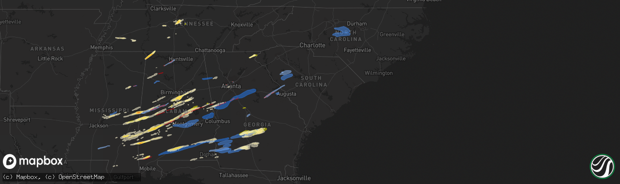 Hail map in South Carolina on January 12, 2023