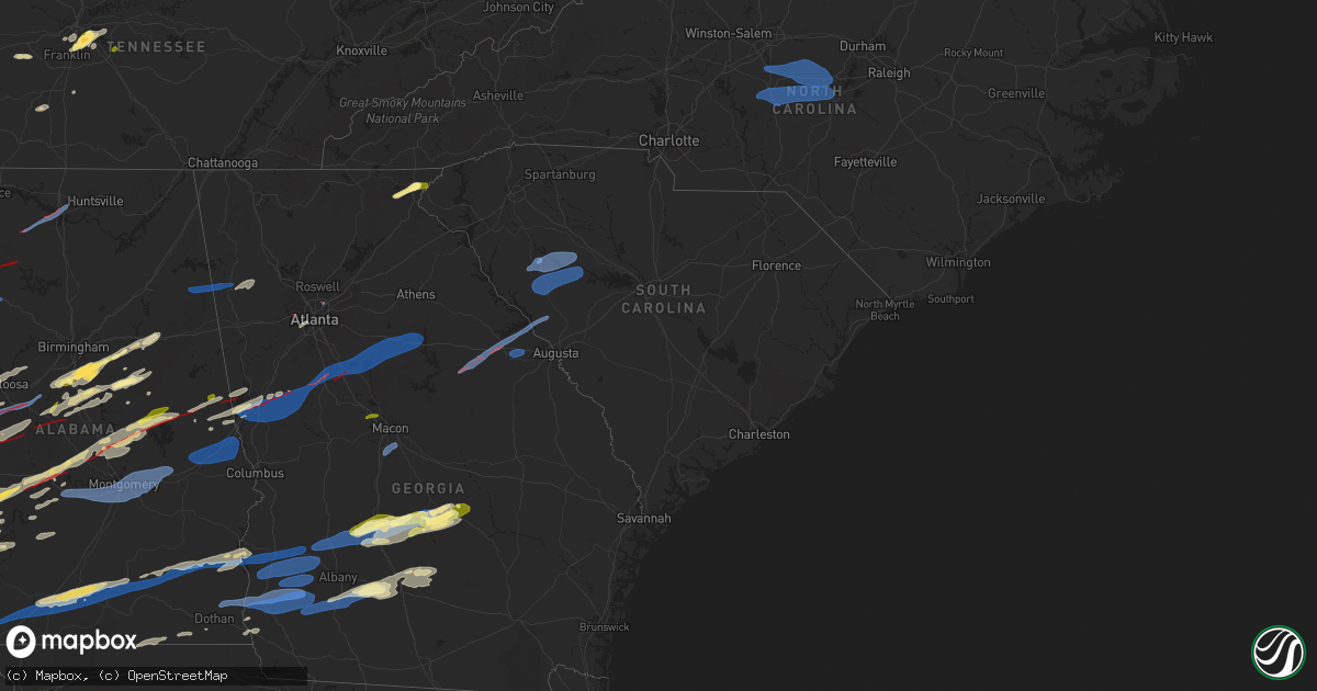 Hail map in South Carolina on January 12, 2023