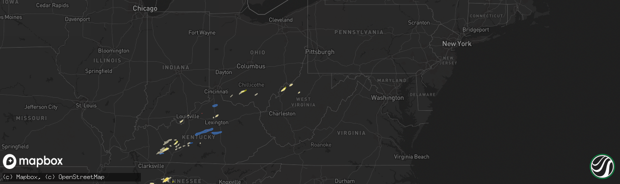 Hail map in West Virginia on January 12, 2023