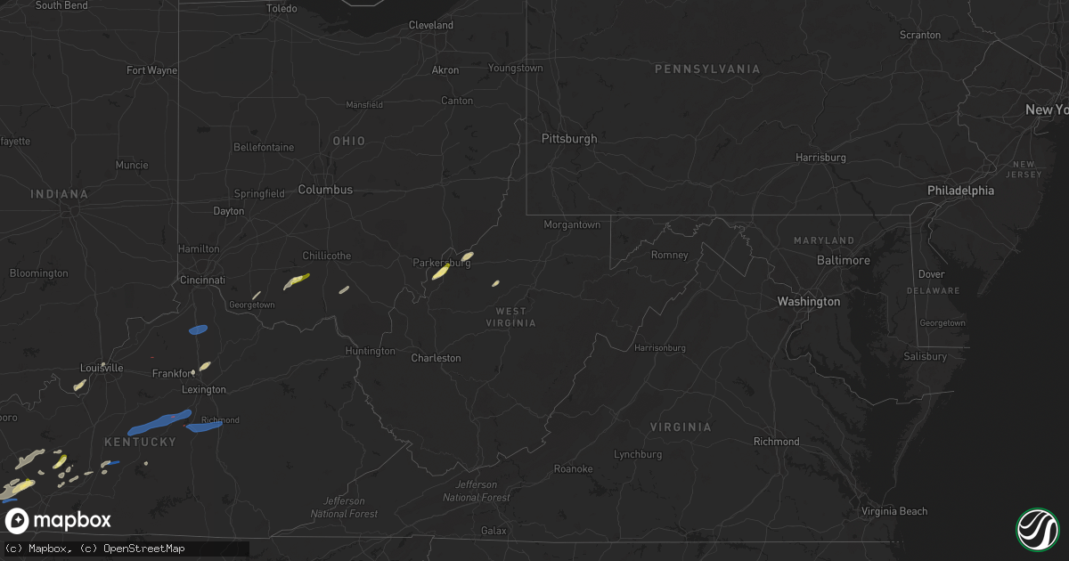Hail map in West Virginia on January 12, 2023