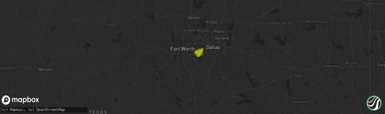 Hail map in Arlington, TX on January 12, 2024