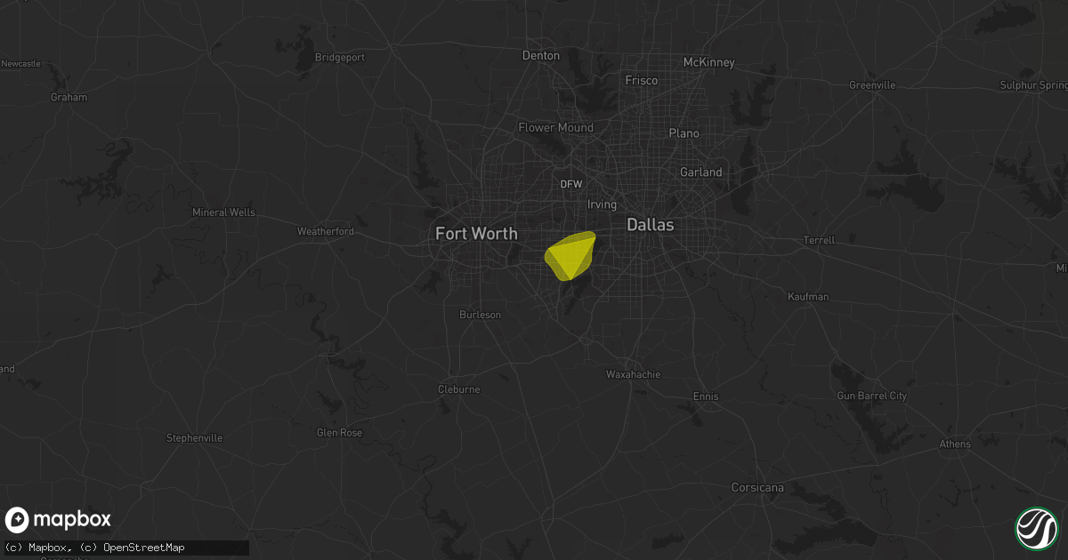 Hail map in Arlington, TX on January 12, 2024