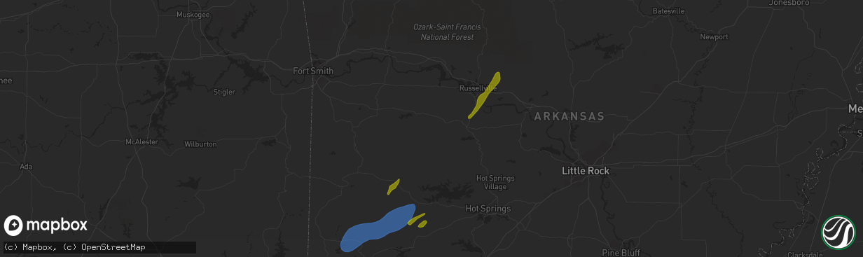Hail map in Danville, AR on January 12, 2024
