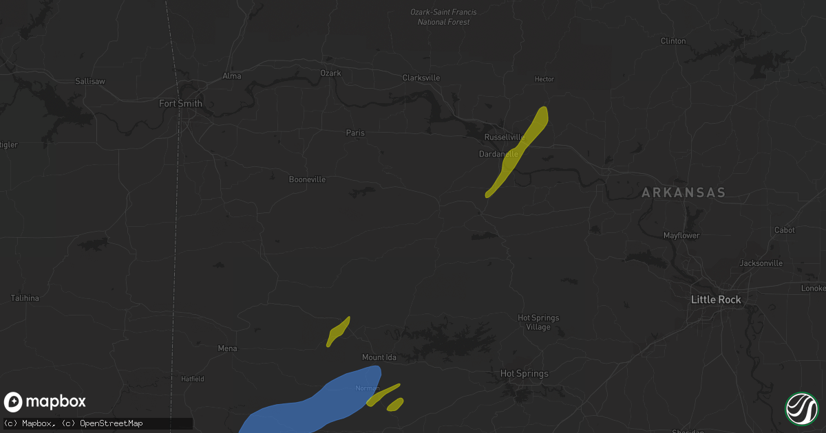 Hail map in Danville, AR on January 12, 2024