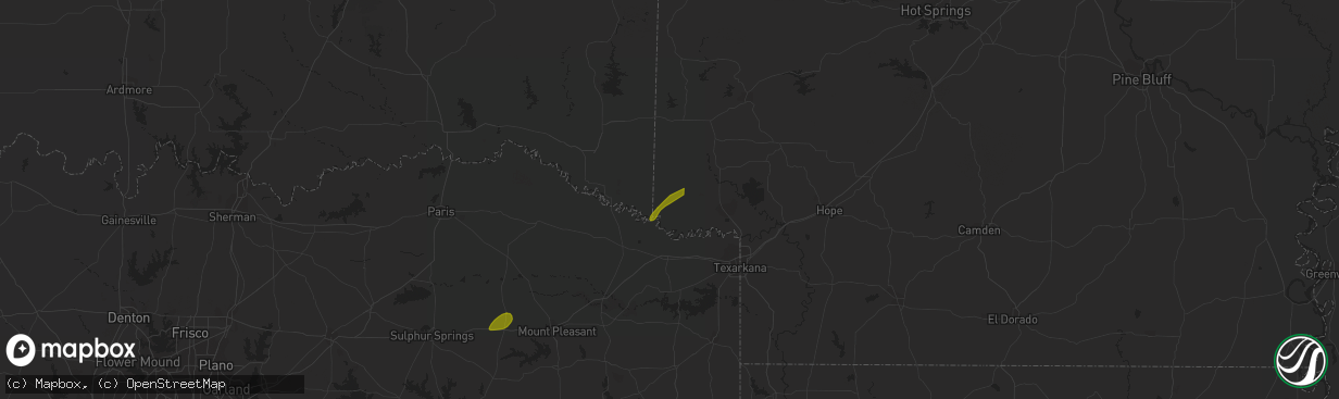 Hail map in Foreman, AR on January 12, 2024