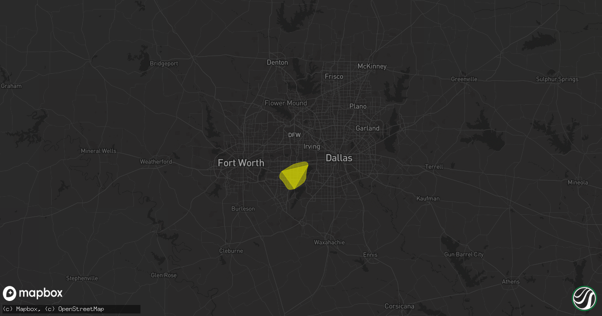 Hail map in Grand Prairie, TX on January 12, 2024