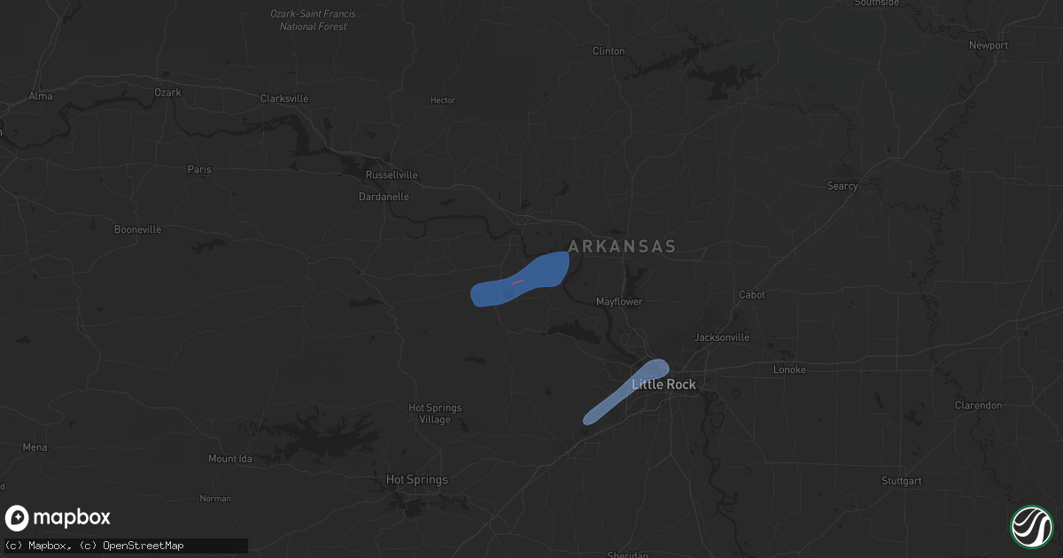 Hail map in Houston, AR on January 12, 2024