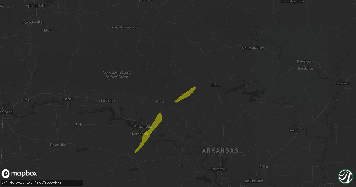 Hail map in Jerusalem, AR on January 12, 2024