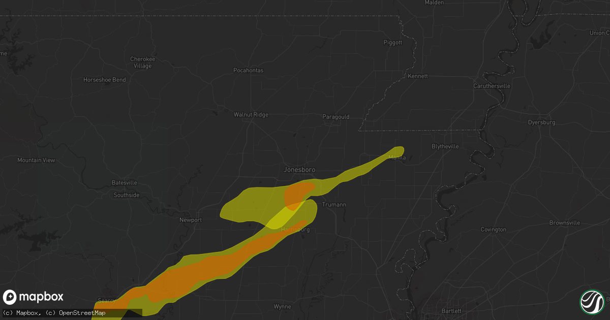 Hail map in Jonesboro, AR on January 12, 2024