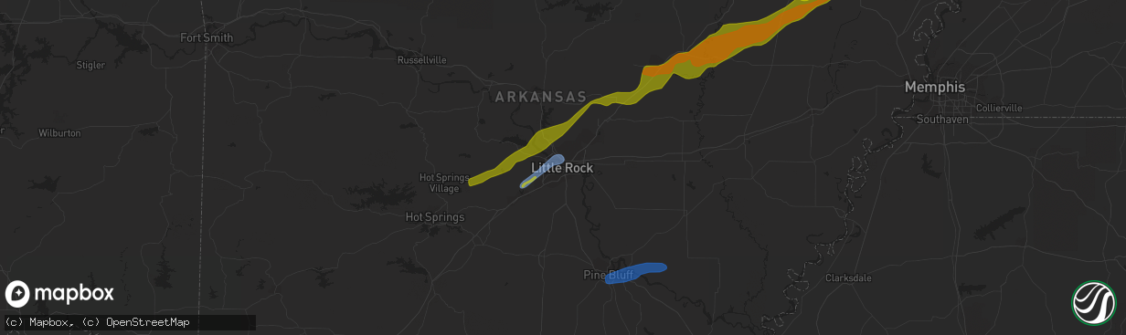 Hail map in Little Rock, AR on January 12, 2024