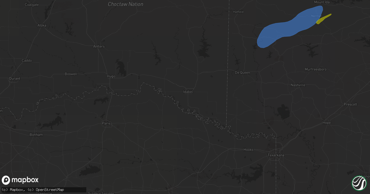 Hail map in Malvern, AR on January 12, 2024