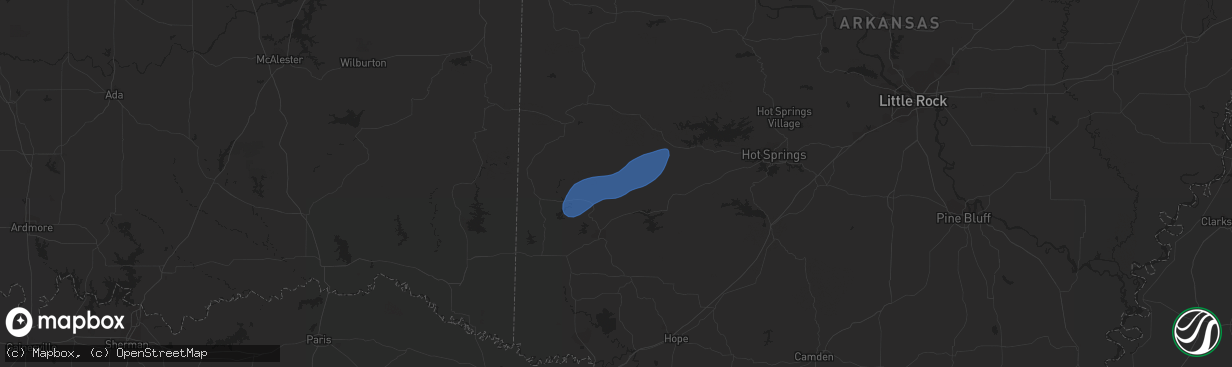 Hail map in Mena, AR on January 12, 2024