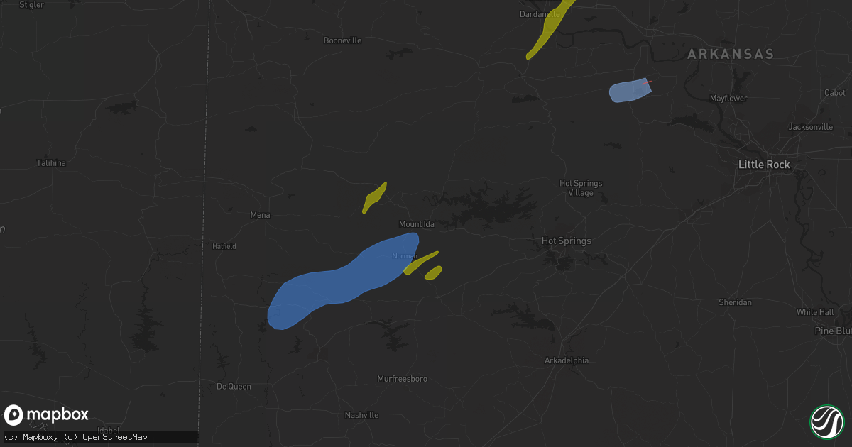 Hail map in Mount Ida, AR on January 12, 2024