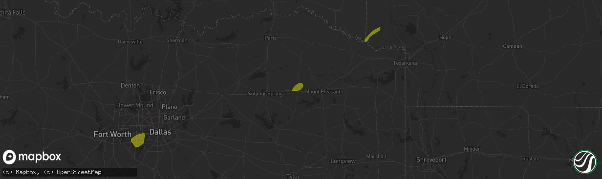 Hail map in Mount Vernon, TX on January 12, 2024