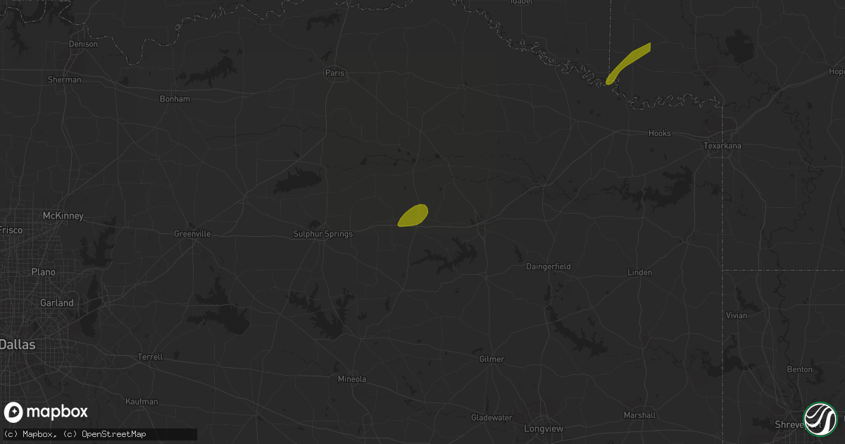 Hail map in Mount Vernon, TX on January 12, 2024
