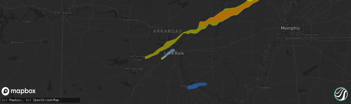 Hail map in North Little Rock, AR on January 12, 2024